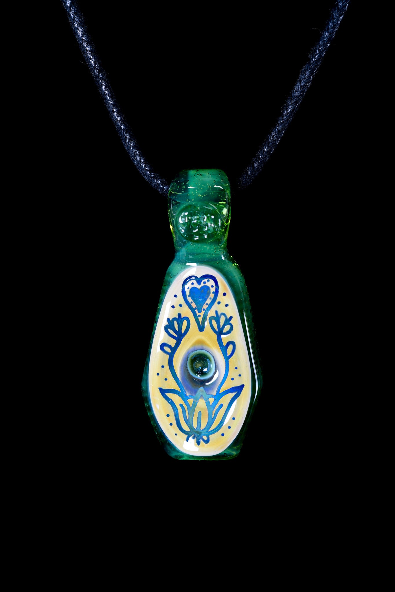 Evan Cals Glass Art - Carved Floral Pendant - 1