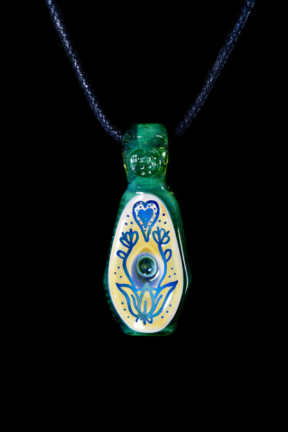 Evan Cals Glass Art - Carved Floral Pendant - 1