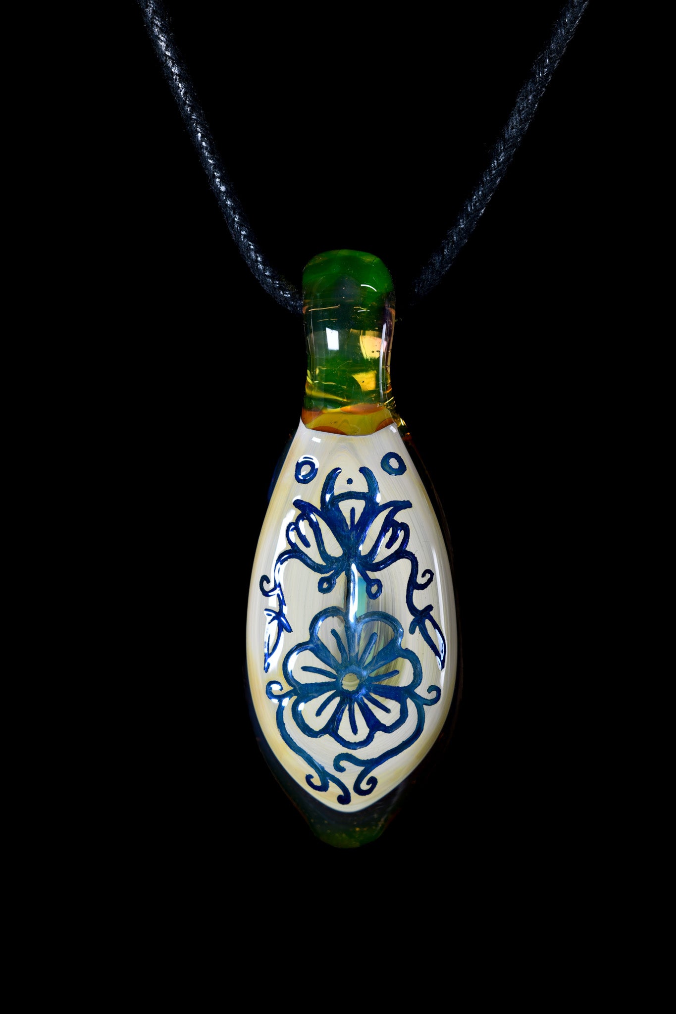 Evan Cals Glass Art - Carved Floral Pendant - 2