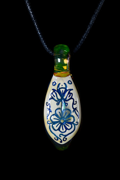 Evan Cals Glass Art - Carved Floral Pendant - 2