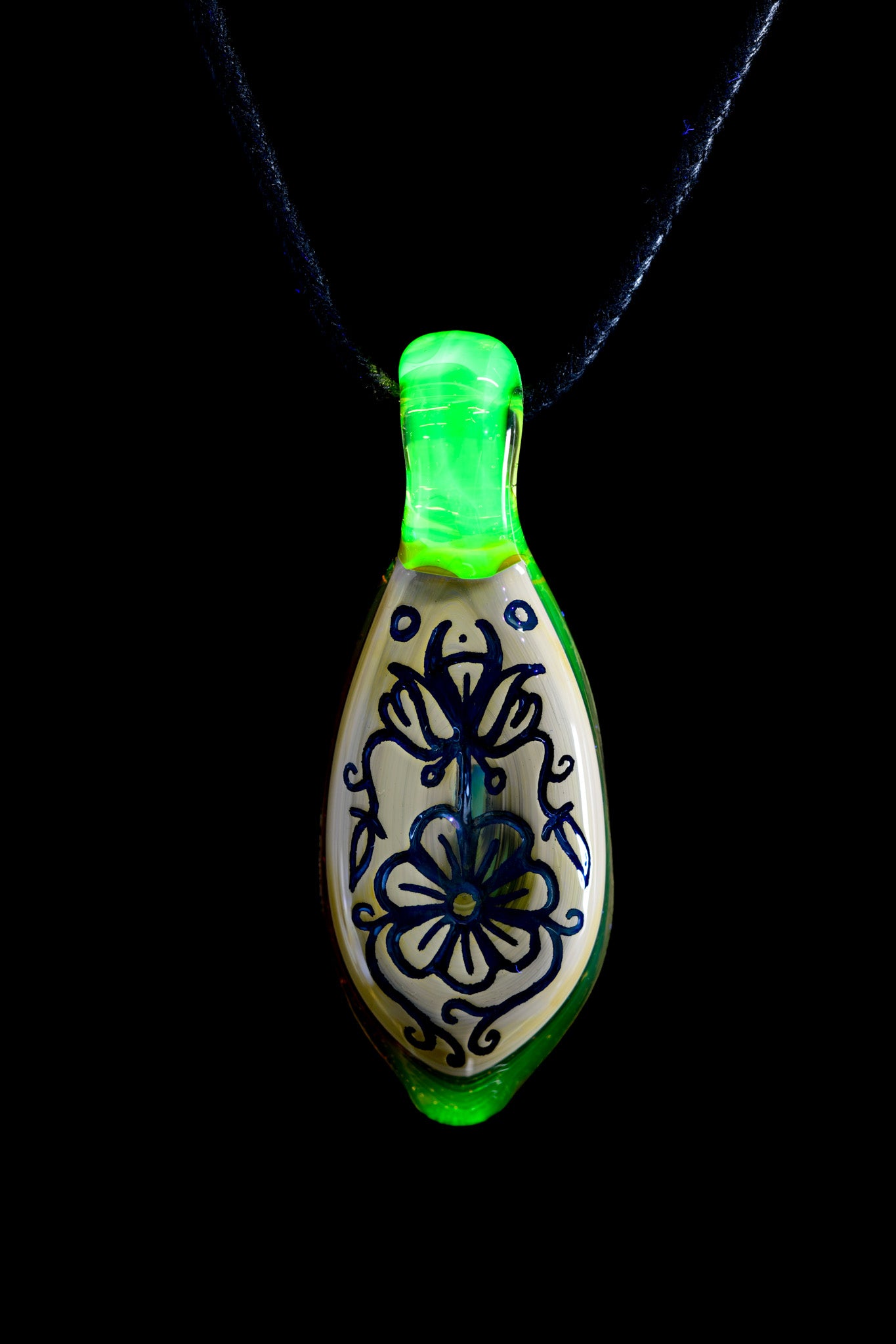 Evan Cals Glass Art - Carved Floral Pendant - 2