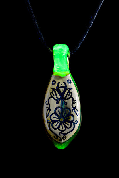 Evan Cals Glass Art - Carved Floral Pendant - 2