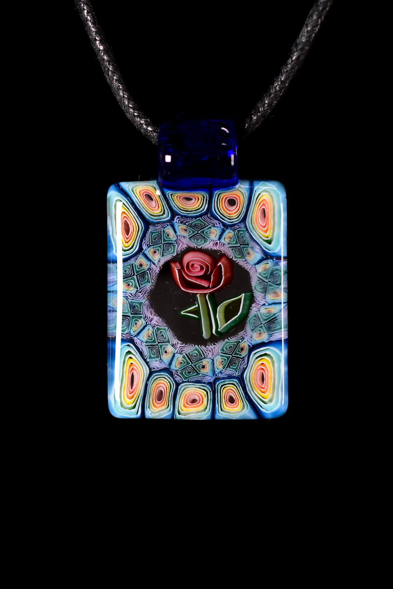 Jeff Heath - Murrine Rose Tile Pendant - 2