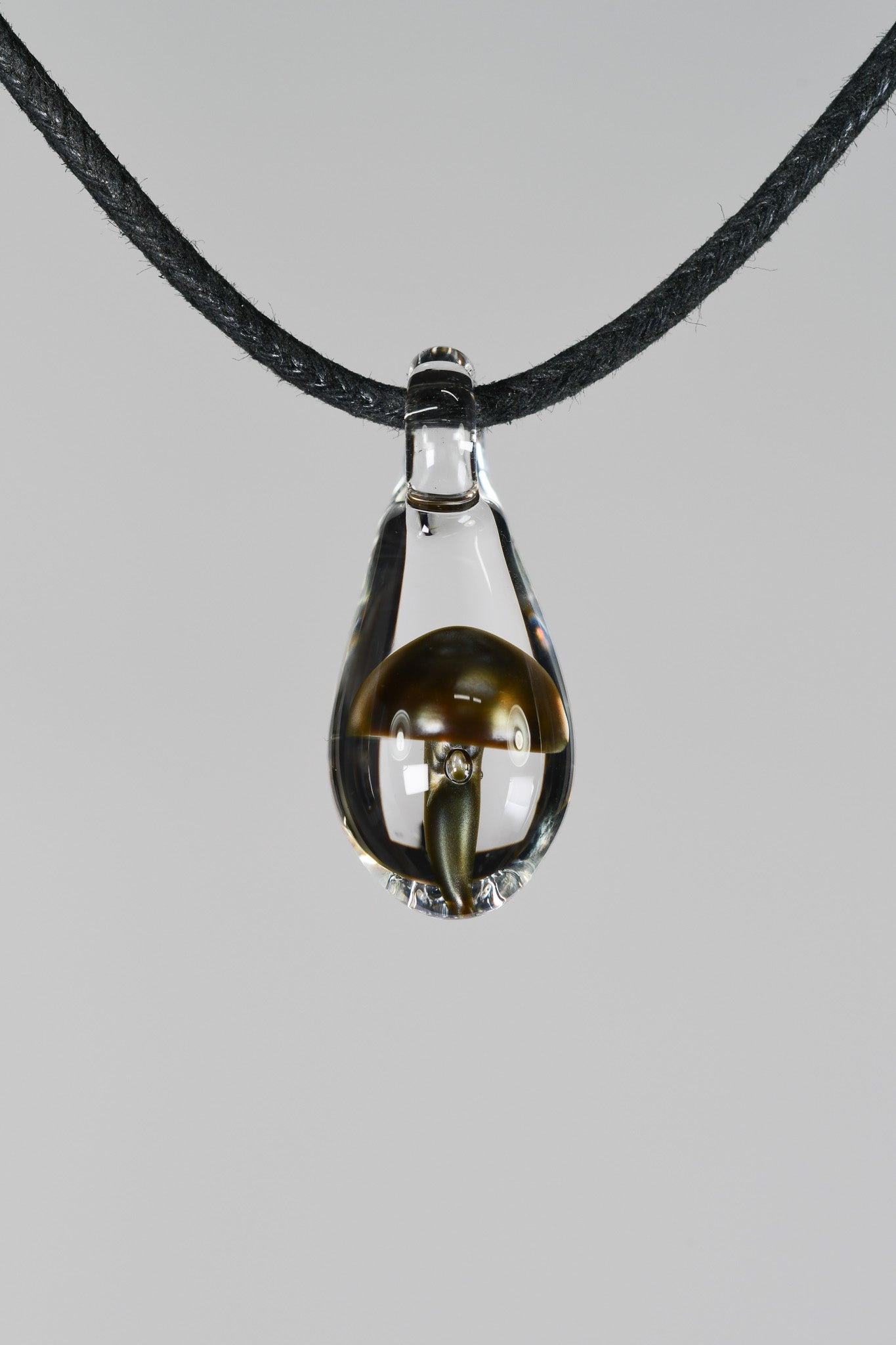 Tombstoned Glass - Electrum Mushroom Pendant - 1