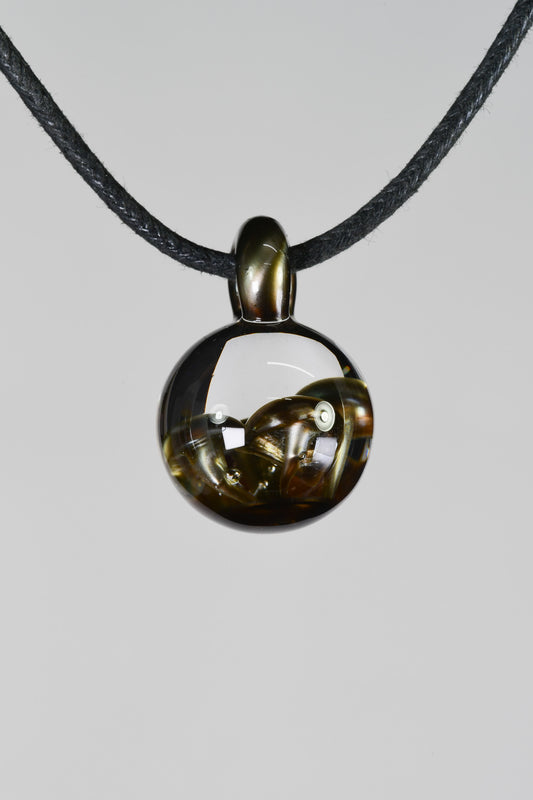 Tombstoned Glass - Electrum Mushroom Pendant - 2