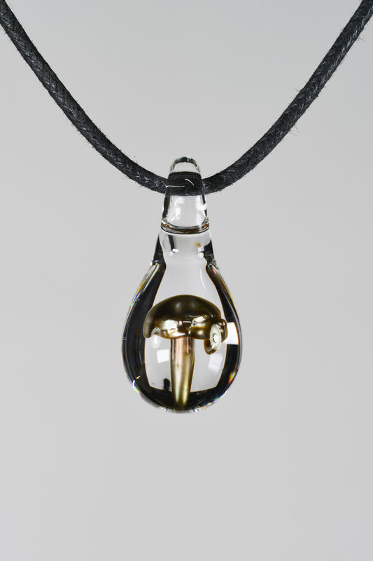 Tombstoned Glass - Electrum Mushroom Pendant - 3