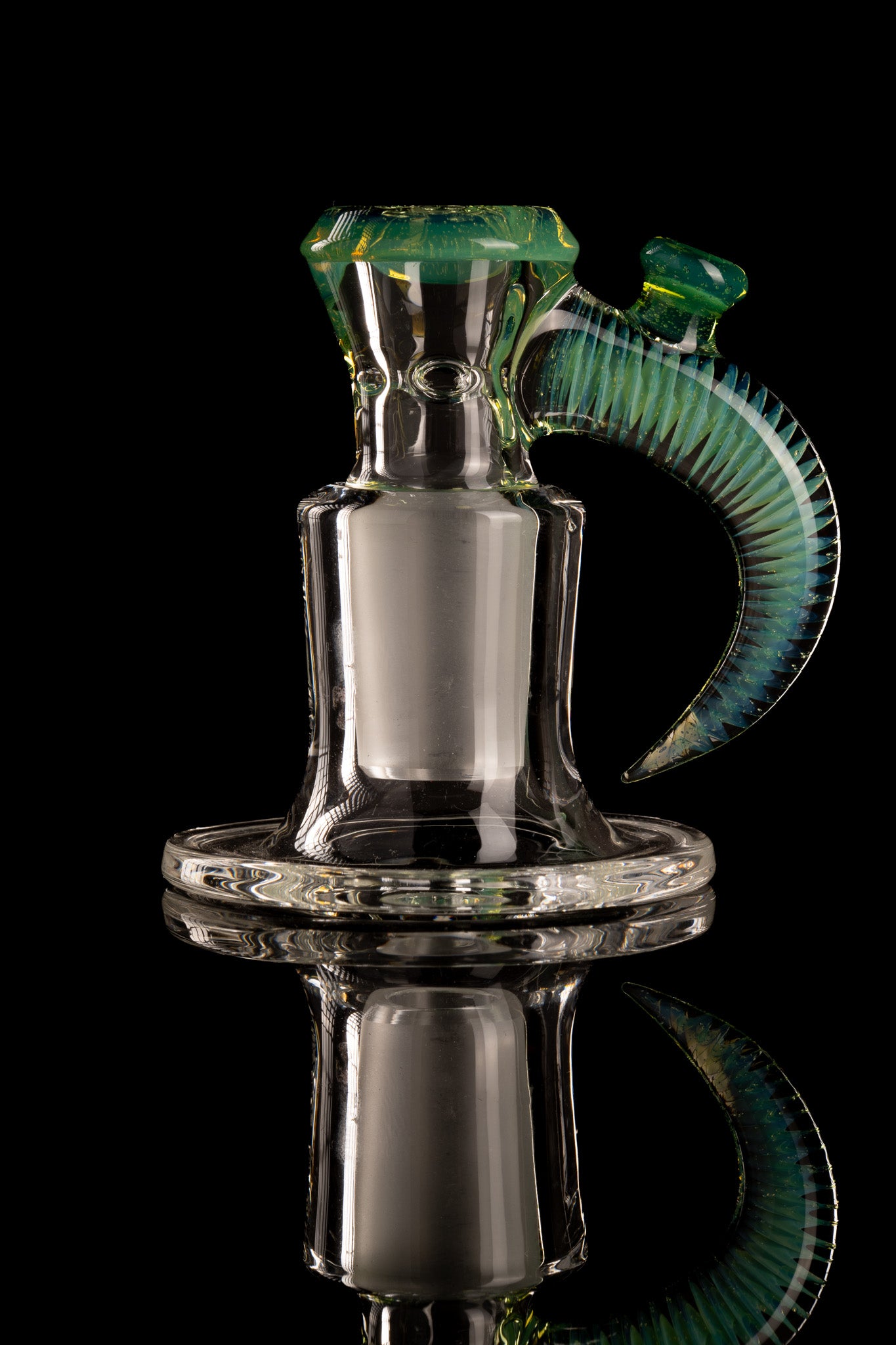 Jamms Glass - 18mm 4-Hole Clear Base w/ Colour and Lip Handle - Sea Slyme
