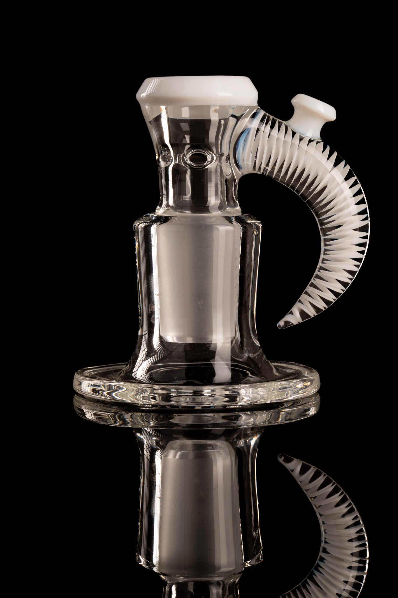 Jamms Glass - 18mm 4-Hole Clear Base w/ Colour and Lip Handle - Lotus White