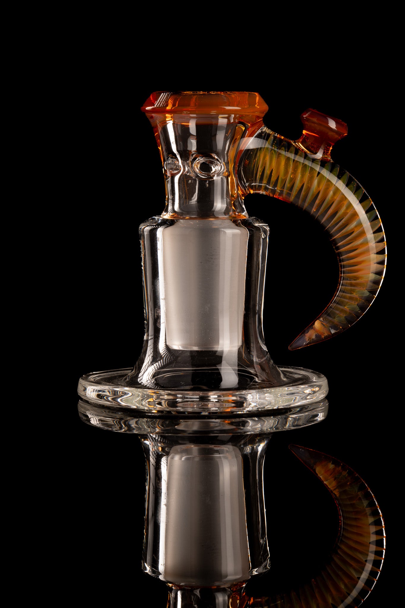 Jamms Glass - 18mm 4-Hole Clear Base w/ Colour and Lip Handle - Jupiter