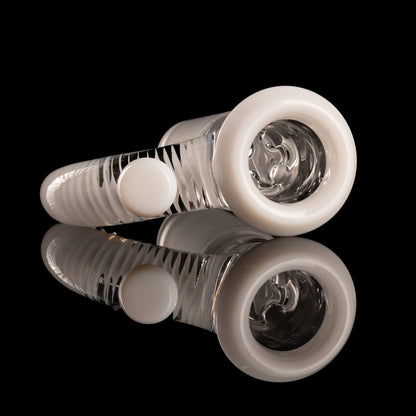 Jamms Glass - 18mm 4-Hole Clear Base w/ Colour and Lip Handle - Lotus White