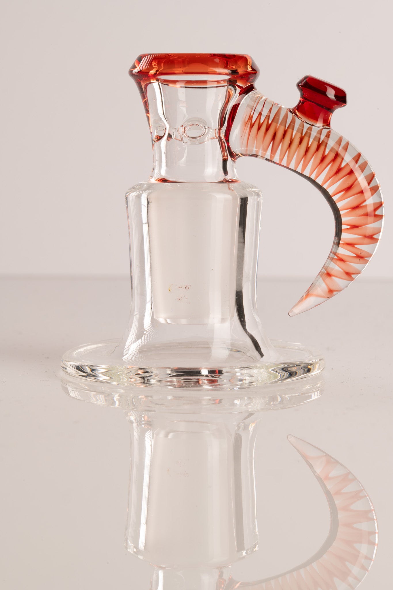 Jamms Glass - 18mm 4-Hole Clear Base w/ Colour and Lip Handle - Pomegranate