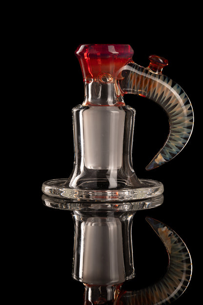 Jamms Glass - 18mm 4-Hole Straight Color Slide w/ Cane Handle - NS Yellow Over Orange Elvis