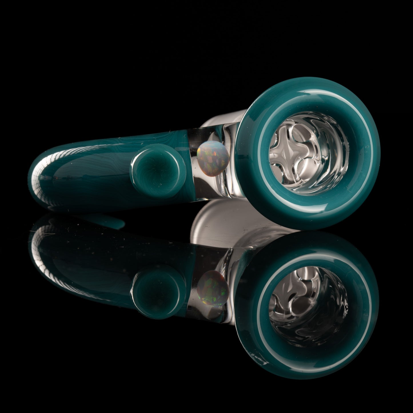 Jamms Glass - 18mm 4-Hole Opal Handle Straight Colour - Agua Azul