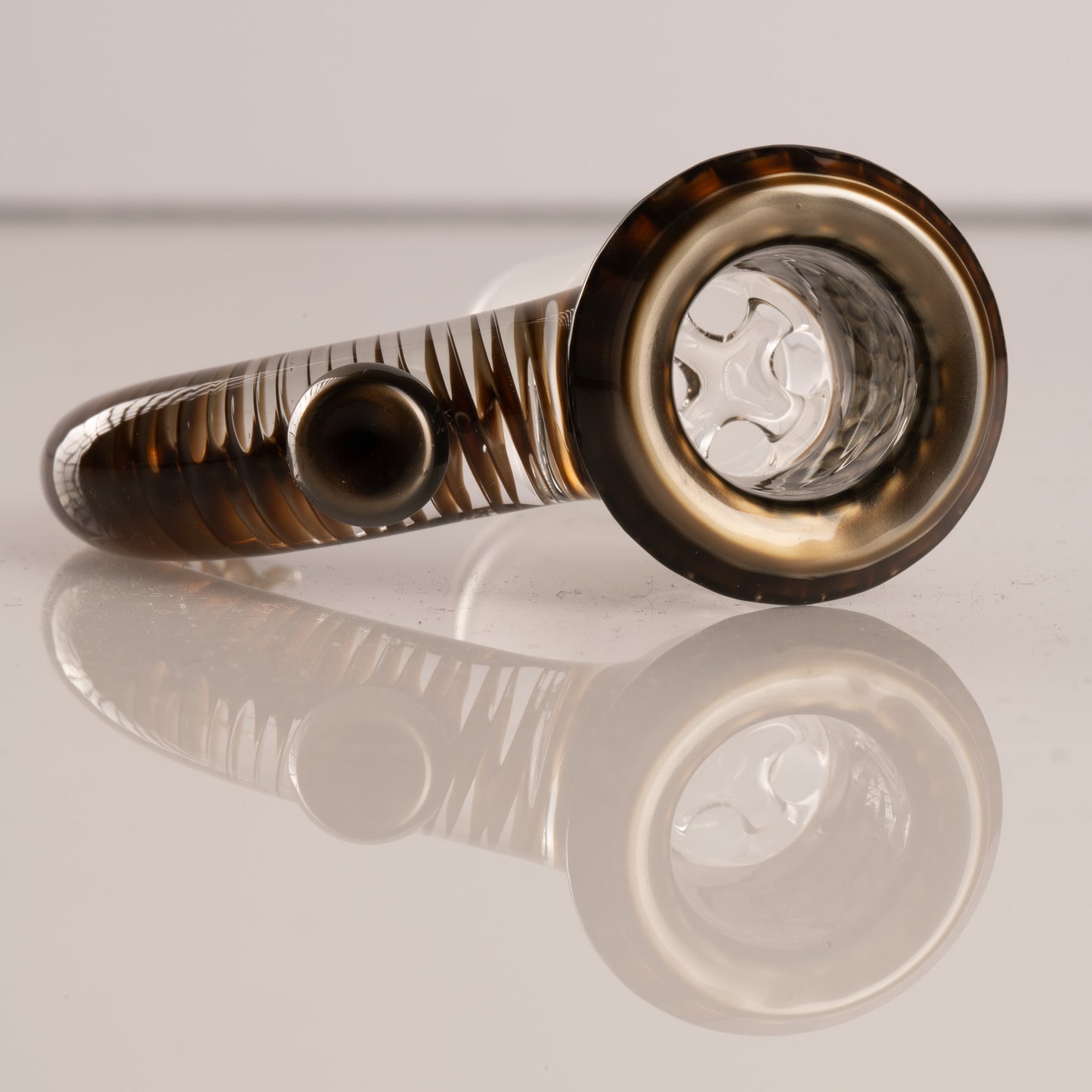 Jamms Glass - 18mm 4-Hole Honeycome Slide w/ Cane Handle - Electrum