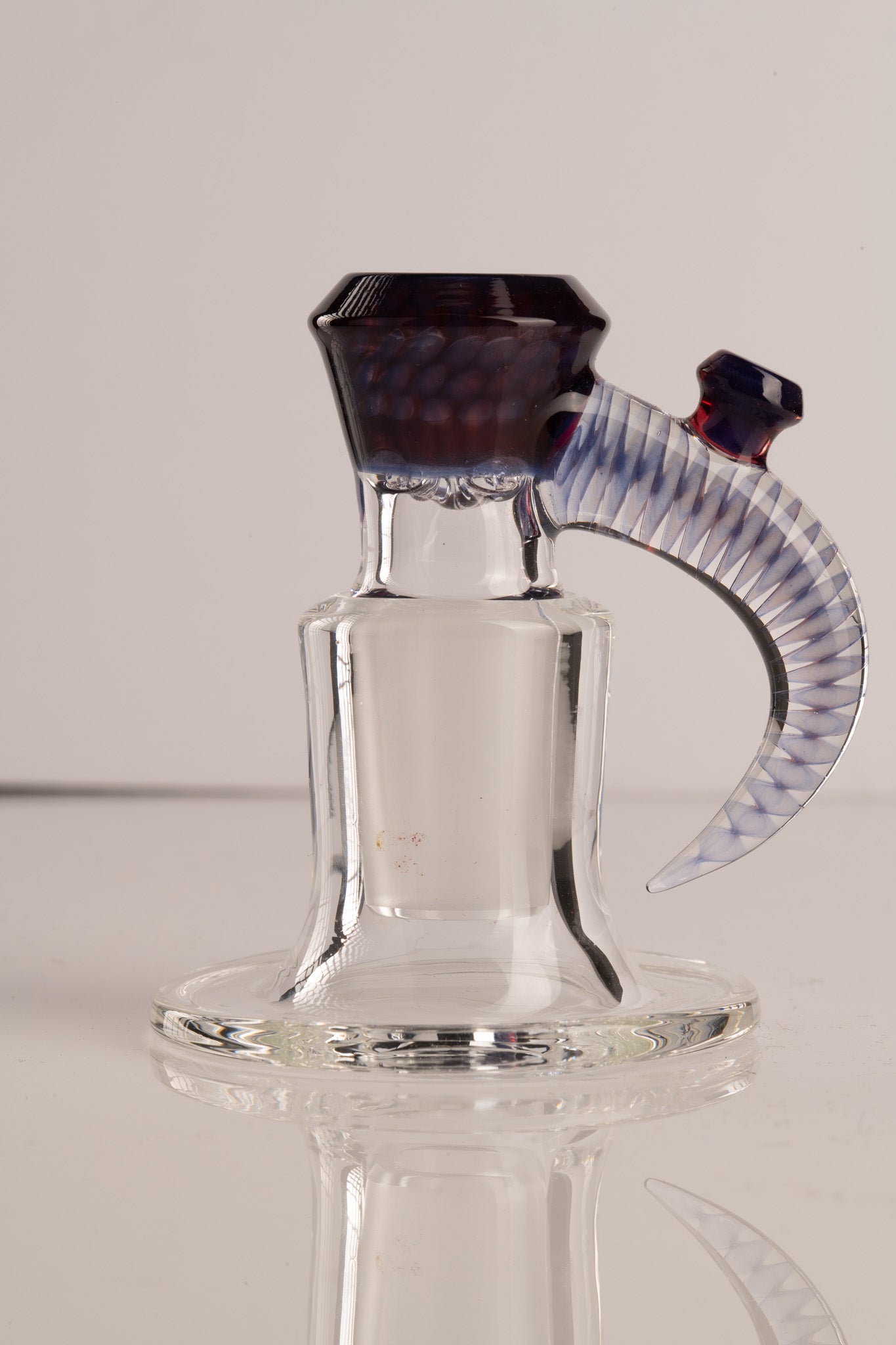 Jamms Glass - 18mm 4 Hole Honeycomb Slide W/Cane Handle - Blue Satin Over Phoenix Satin