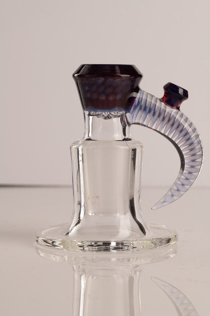 Jamms Glass - 18mm 4 Hole Honeycomb Slide W/Cane Handle - Blue Satin Over Phoenix Satin