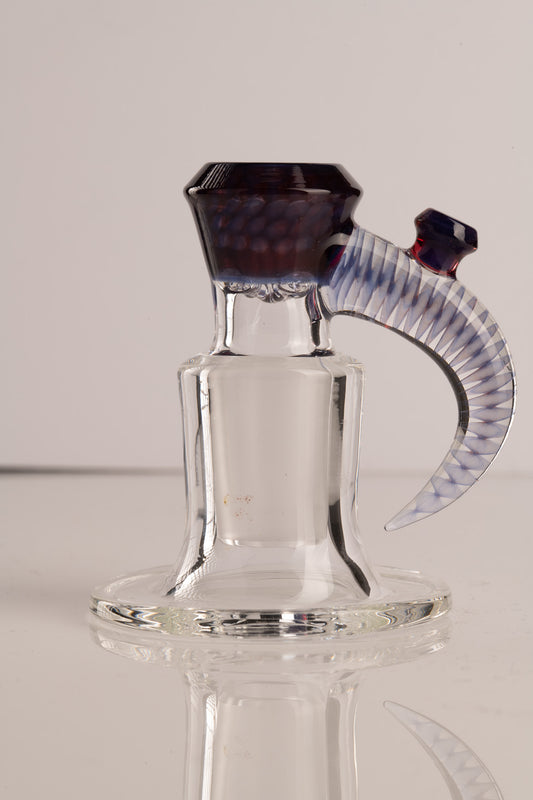 Jamms Glass - 18mm 4 Hole Honeycomb Slide W/Cane Handle - Blue Satin Over Phoenix Satin