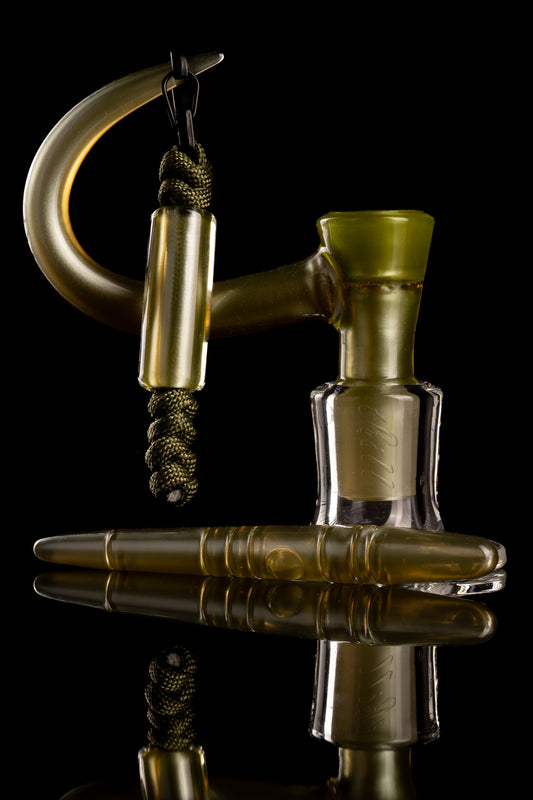 Thill Glassworks - 18mm 4 Hole 2 Tone Slide Set w/poker & Bead - Lime Drop Over Electrum