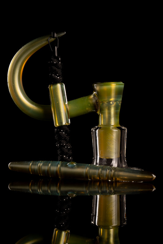 Thill Glassworks - 18mm 4 Hole 2 Tone Slide Set w/poker & Bead - Yellow Opal Over Electrum