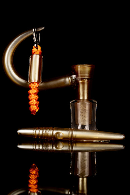 Thill Glassworks - 18mm 4 Hole 2 Tone Slide Set w/poker & Bead - Russet Over Electrum