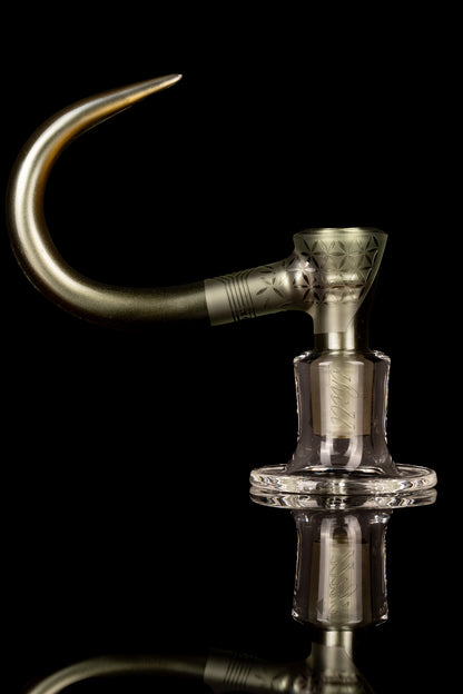 Thill Glassworks - 18mm 4 Hole 2 Tone Carved Slide Set w/Poker & Bead - Key Lime Over Electrum