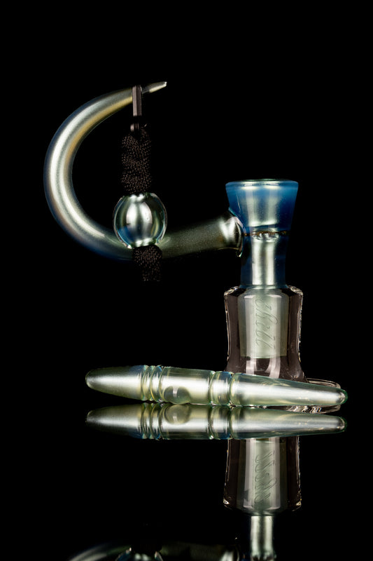 Thill Glassworks - 18mm 4 Hole 2 Tone Slide Set w/poker & Bead - Metaterrania Over Electrum