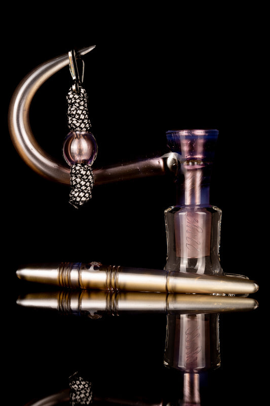 Thill Glassworks - 18mm 4 Hole 2 Tone Slide Set w/poker & Bead - Gold Purple Over Electrum