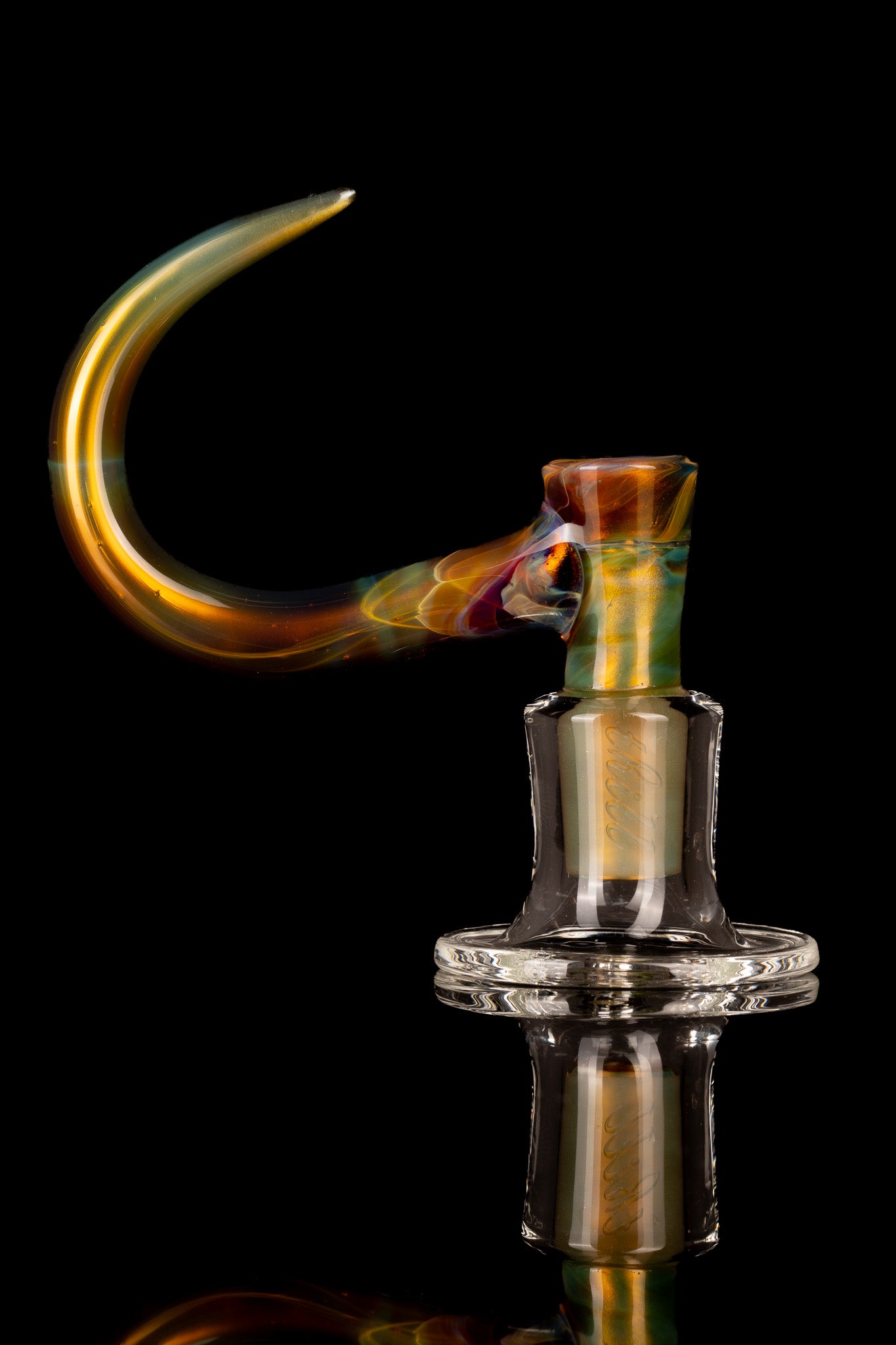 Thill Glassworks - 18mm 4 Hole 2 Tone Slide Set w/poker & Bead - Amber Purple Over Electrum - 1