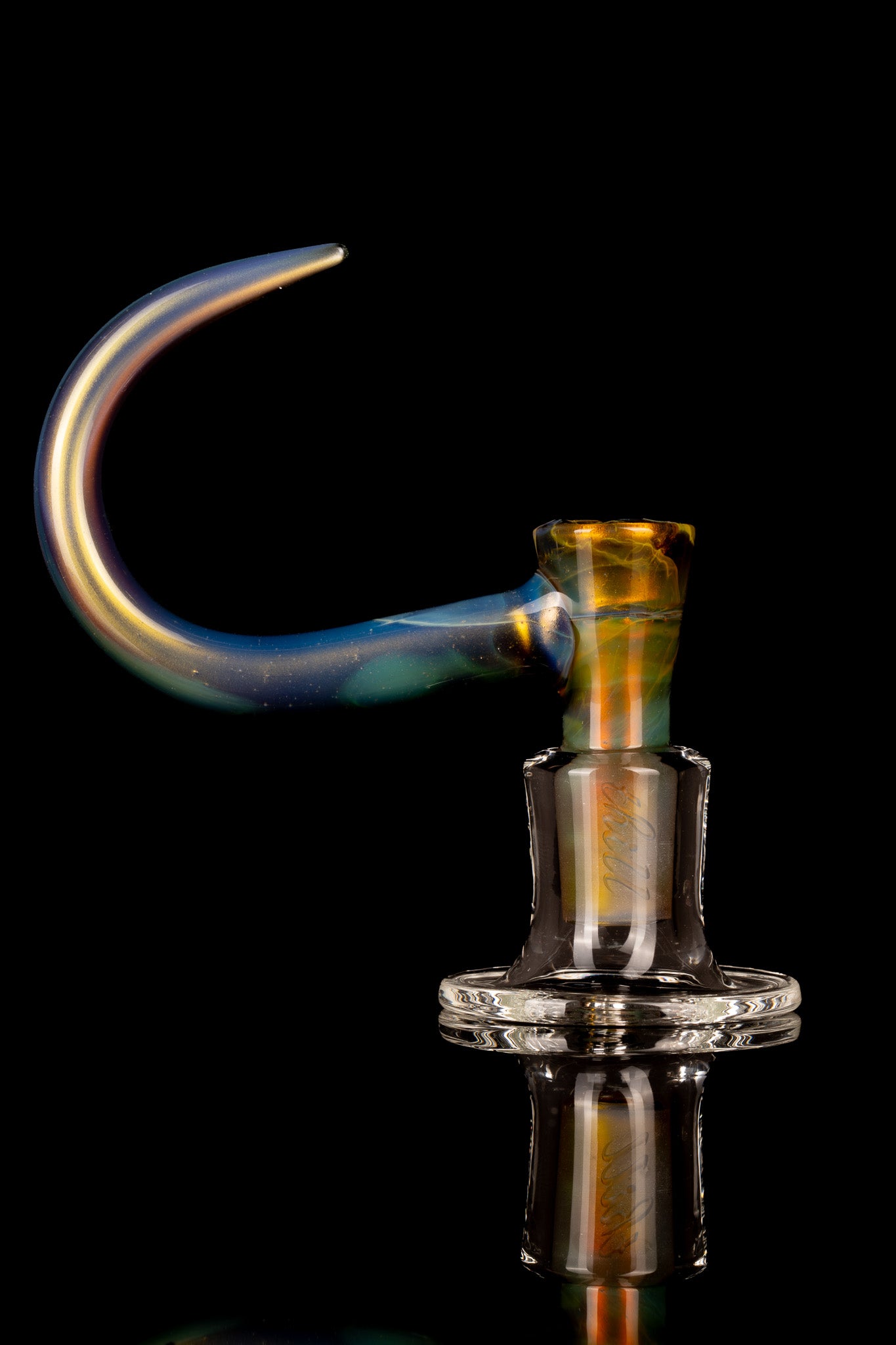 Thill Glassworks - 18mm 4 Hole 2 Tone Slide Set w/poker & Bead - Yellow Elvis Over Electrum