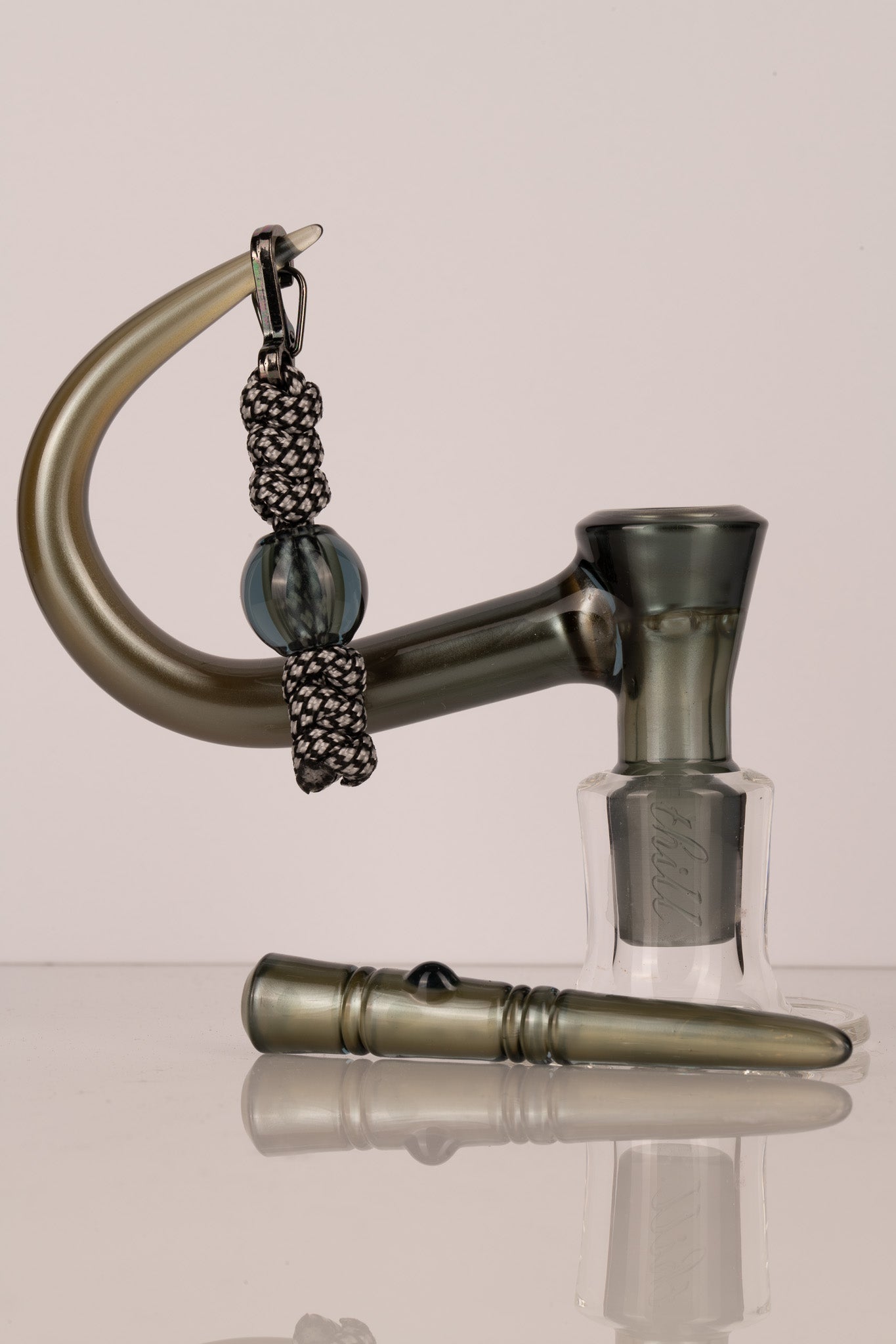 Thill Glassworks - 18mm 4 Hole 2 Tone Slide Set w/poker & Bead - Neutronium Over Electrum