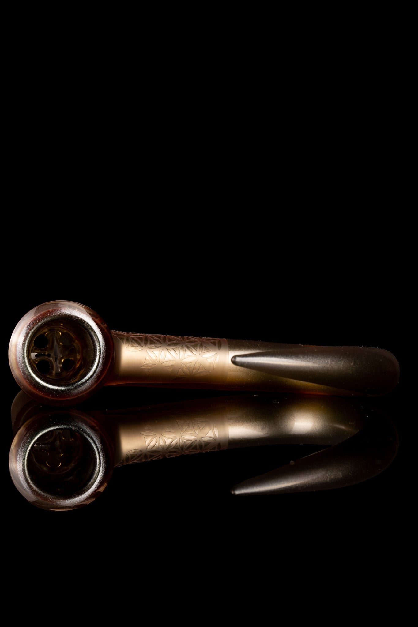 Thill Glassworks - 18mm 4 Hole 2 Tone Carved Slide Set w/Poker & Bead - Sunstone Over Electrum