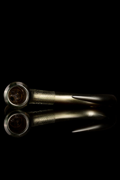 Thill Glassworks - 18mm 4 Hole 2 Tone Carved Slide Set w/Poker & Bead - Key Lime Over Electrum