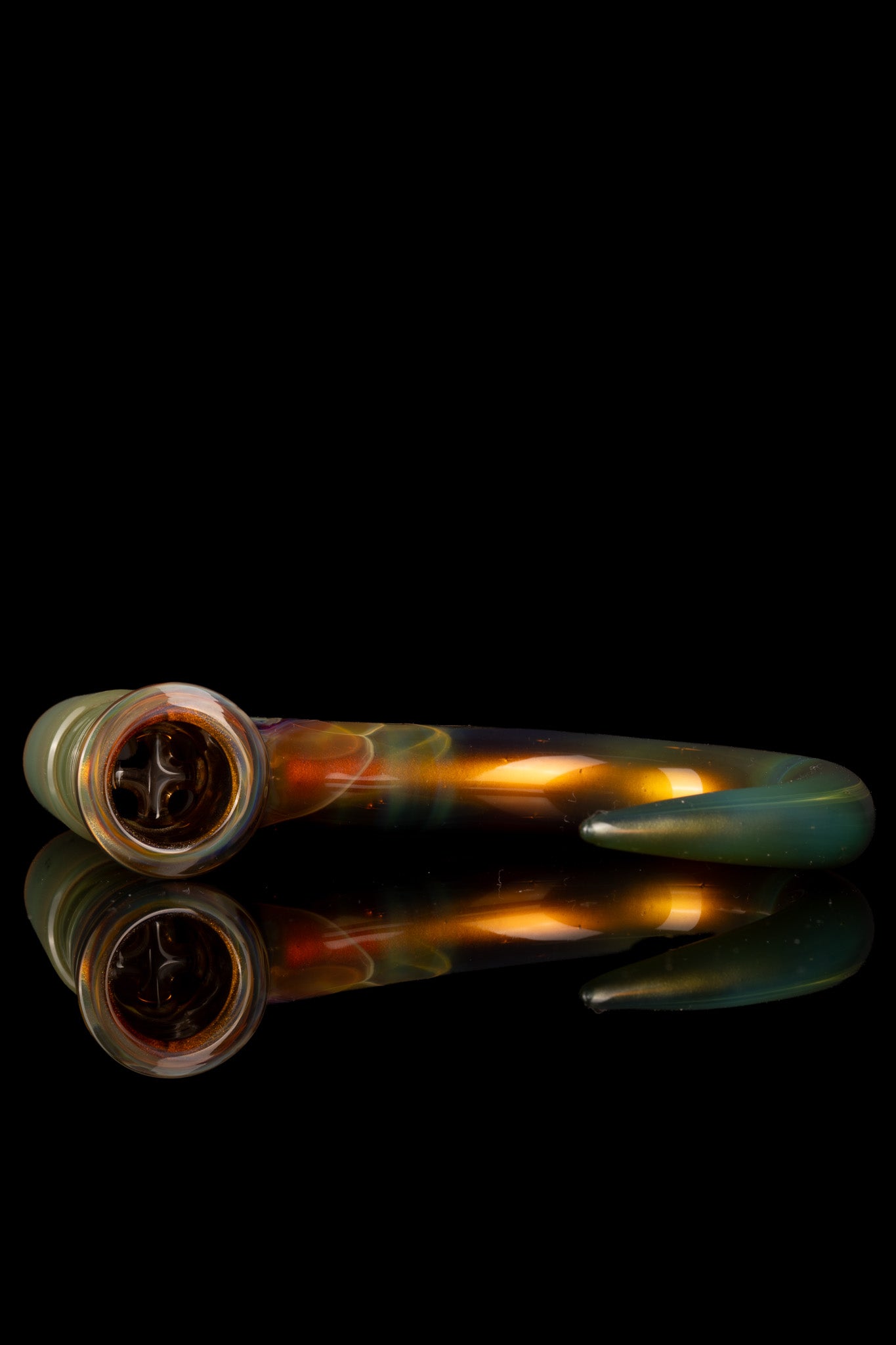 Thill Glassworks - 18mm 4 Hole 2 Tone Slide Set w/poker & Bead - Amber Purple Over Electrum - 1