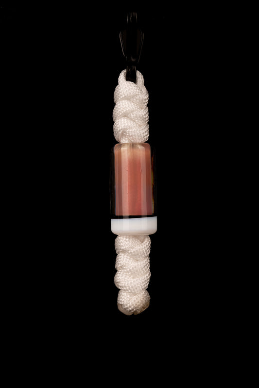 Thill Glassworks - Keychain Bead - Purple Rainbow Over Electrum/Lotus White