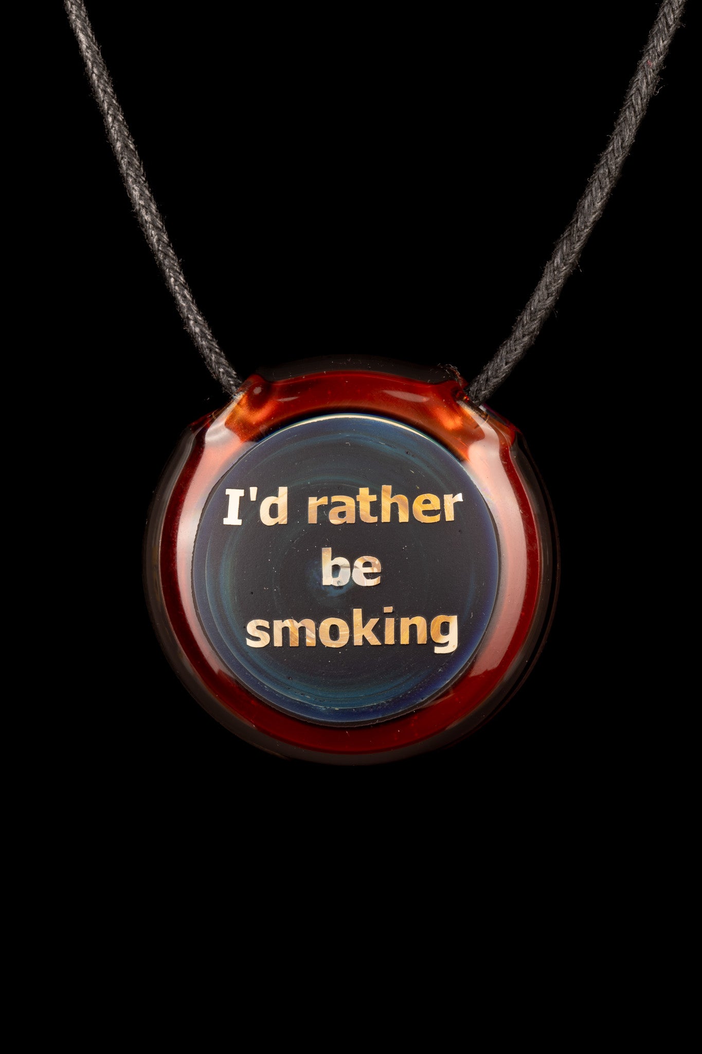 Thill Glassworks - I'd Rather Be Smoking Pendant - Pomegranate Over Electrum