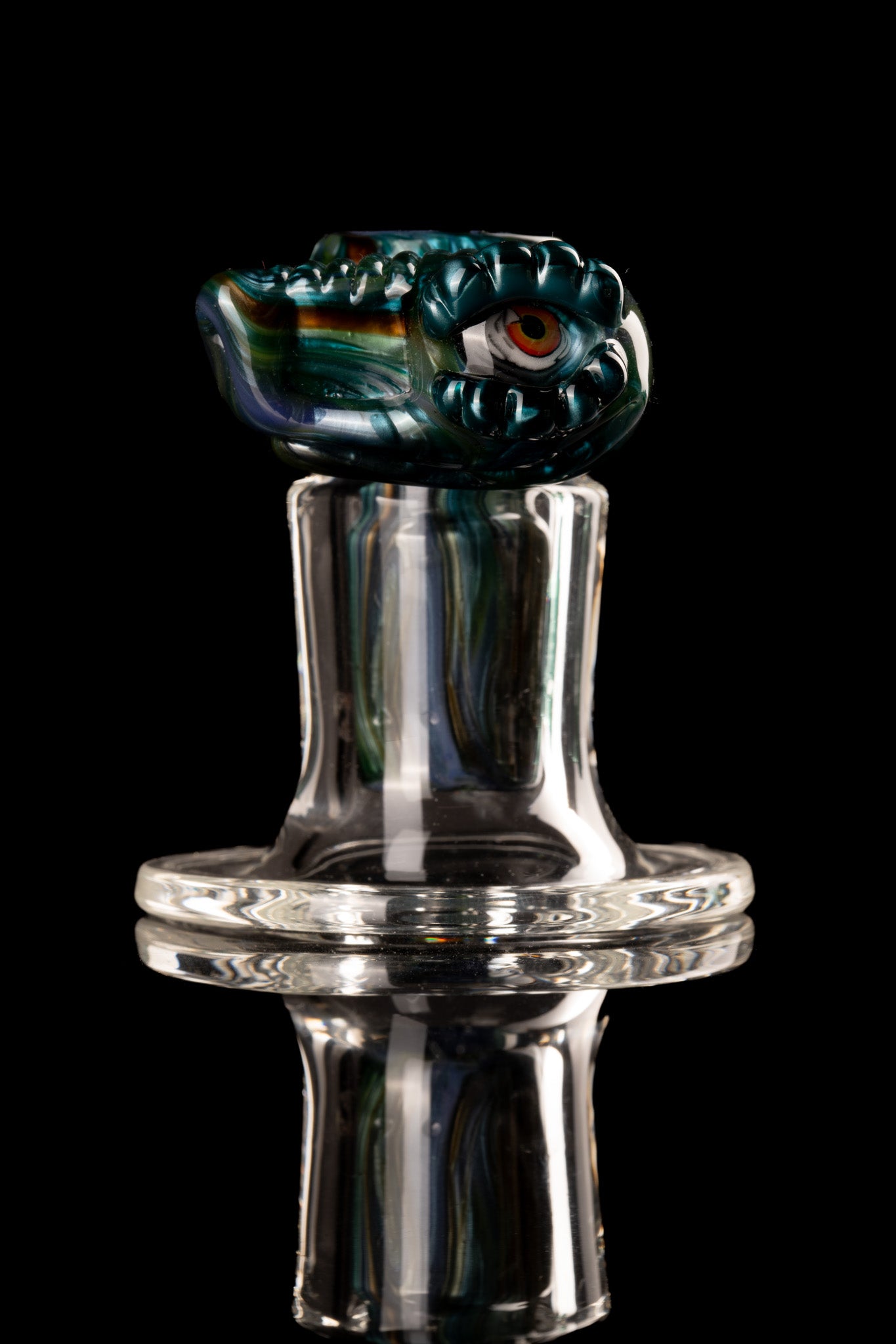 Amorphous Symphony x Welch Glass - 18mm 4 Hole Fully Worked Dino Head Slide - 2