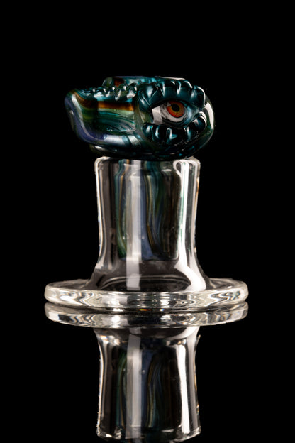 Amorphous Symphony x Welch Glass - 18mm 4 Hole Fully Worked Dino Head Slide - 2