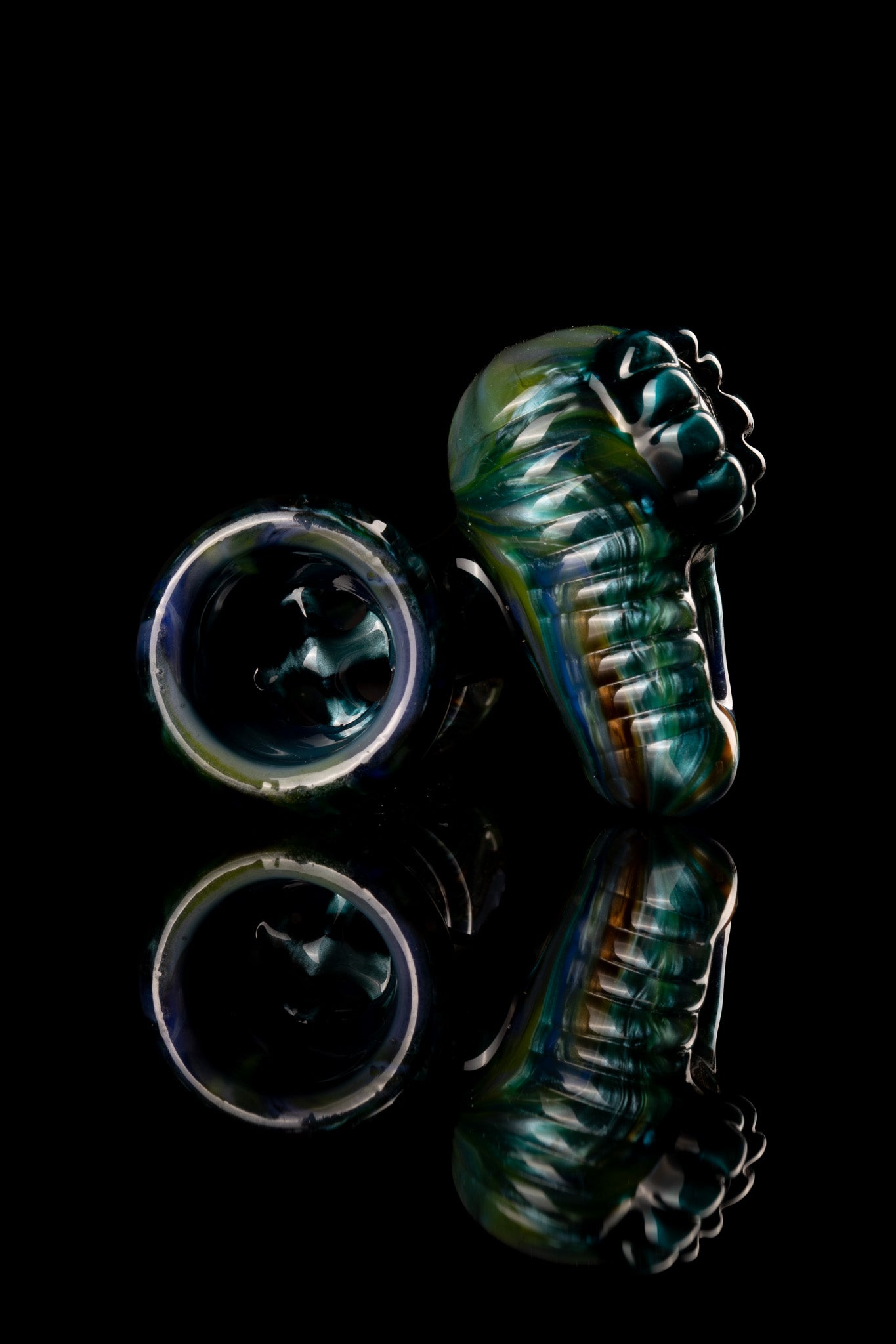 Amorphous Symphony x Welch Glass - 18mm 4 Hole Fully Worked Dino Head Slide - 2