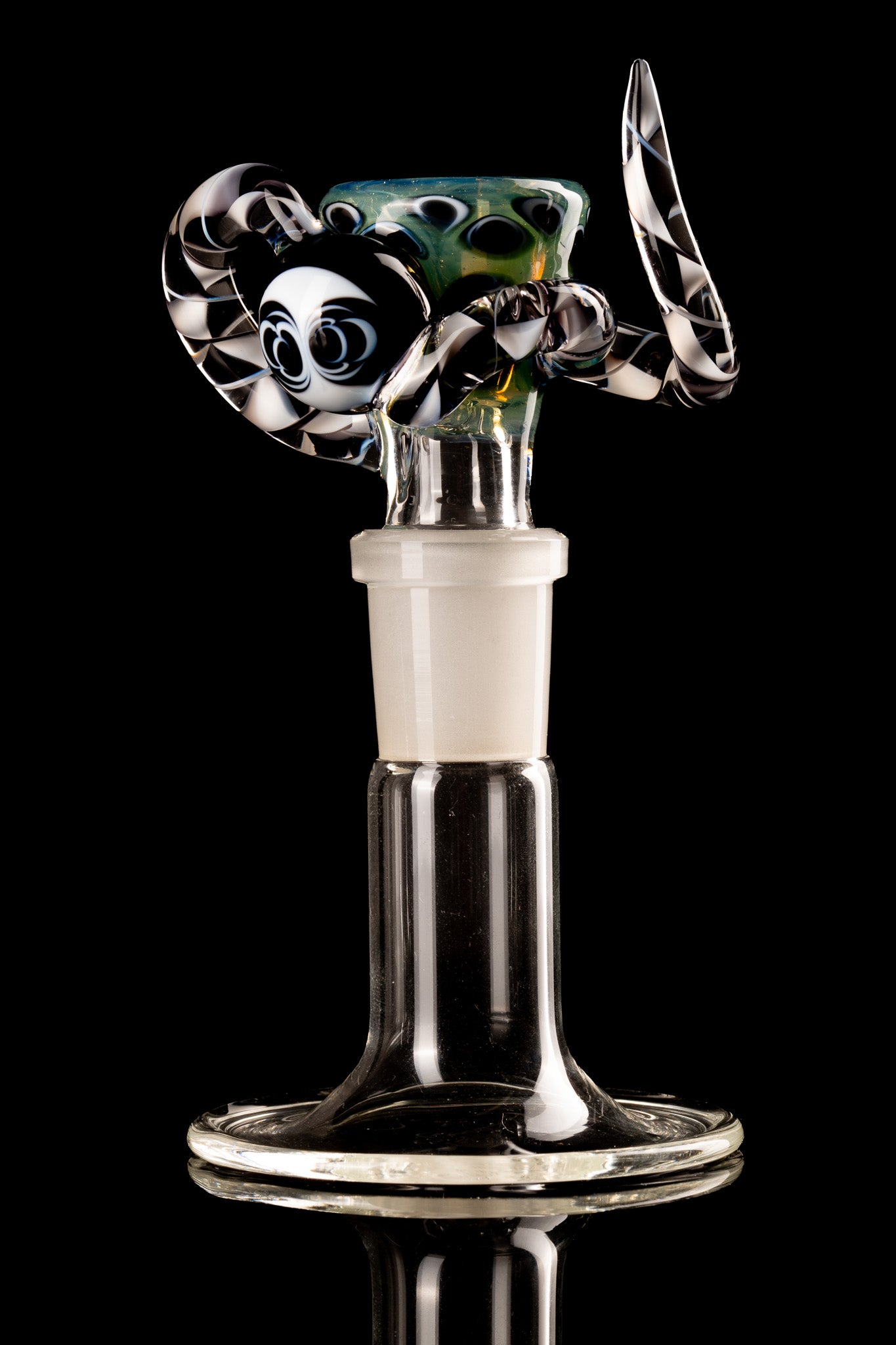 Asu Glass x Deer Glass - 18mm 3 Hole Cane Horn W/ Dot Stack Slide