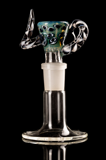 Asu Glass x Deer Glass - 18mm 3 Hole Cane Horn W/ Dot Stack Slide