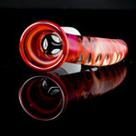 Asu Glass - 18mm 3 Hole Slide W/ Spiral Horn - Exp Orange Rainbow Phoenix