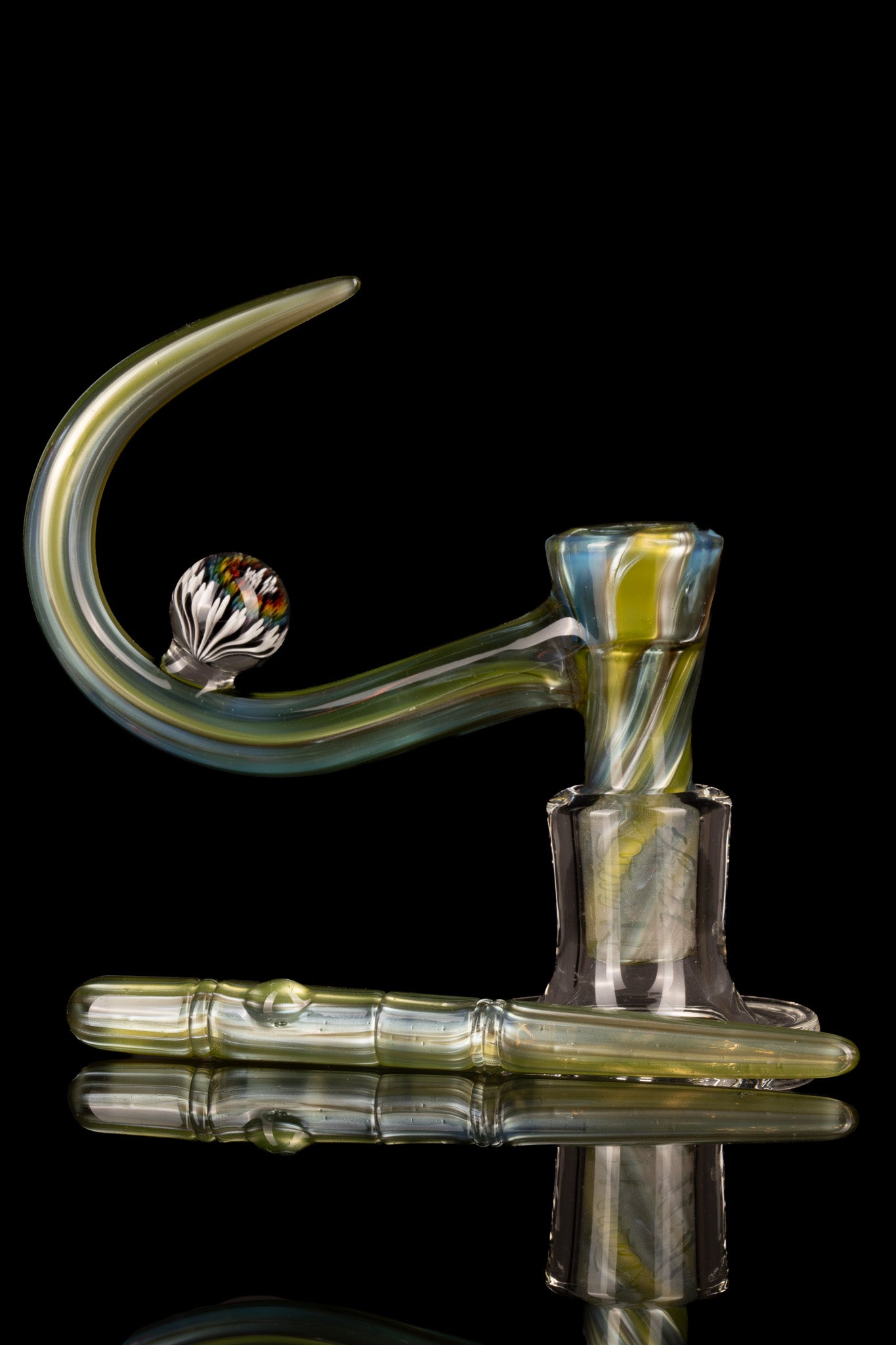 Thill Glassworks X Steve H - 18mm 4 Hole Colour Chaos Slide w/Dot Mandala Marble