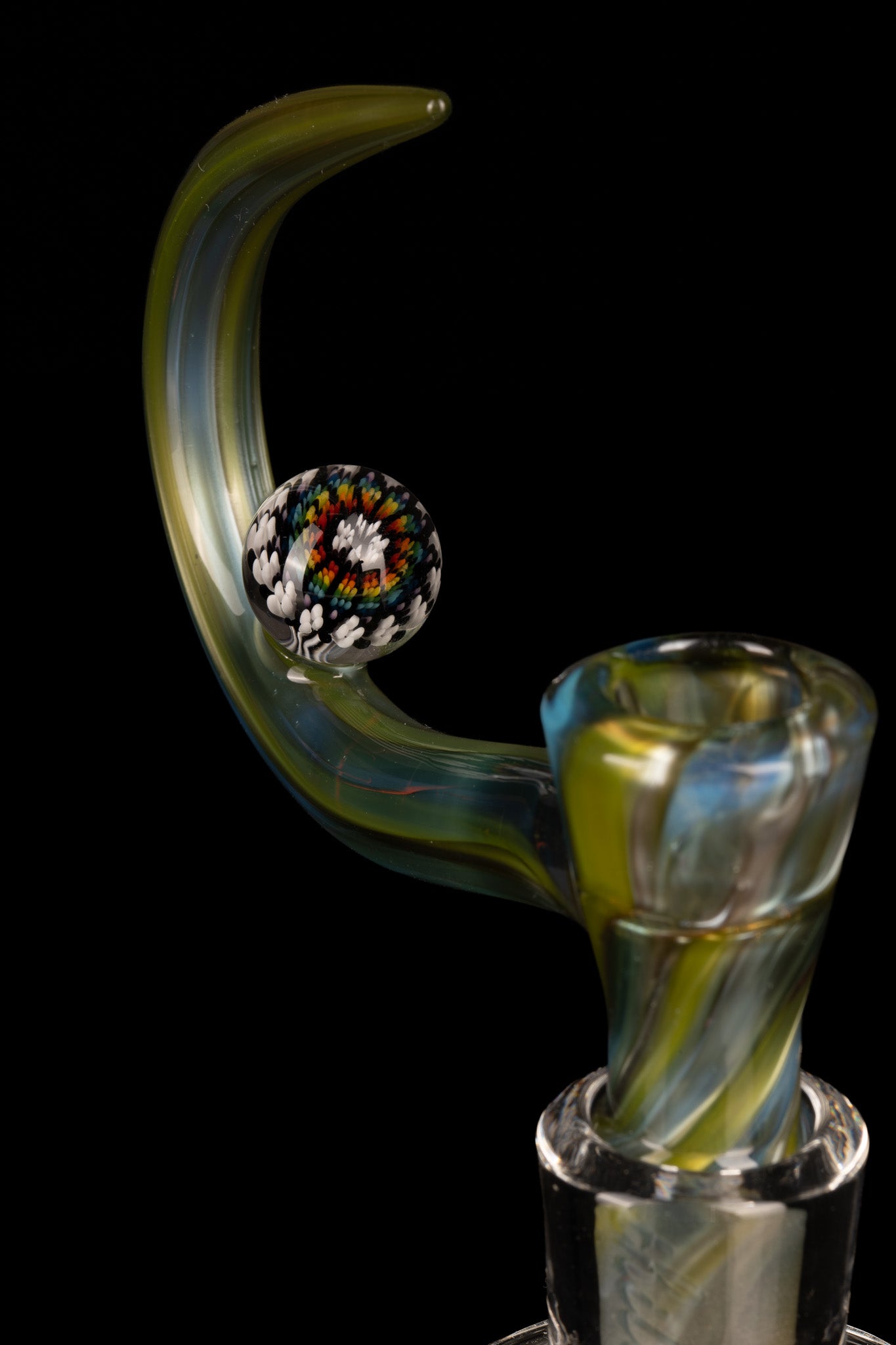 Thill Glassworks X Steve H - 18mm 4 Hole Colour Chaos Slide w/Dot Mandala Marble