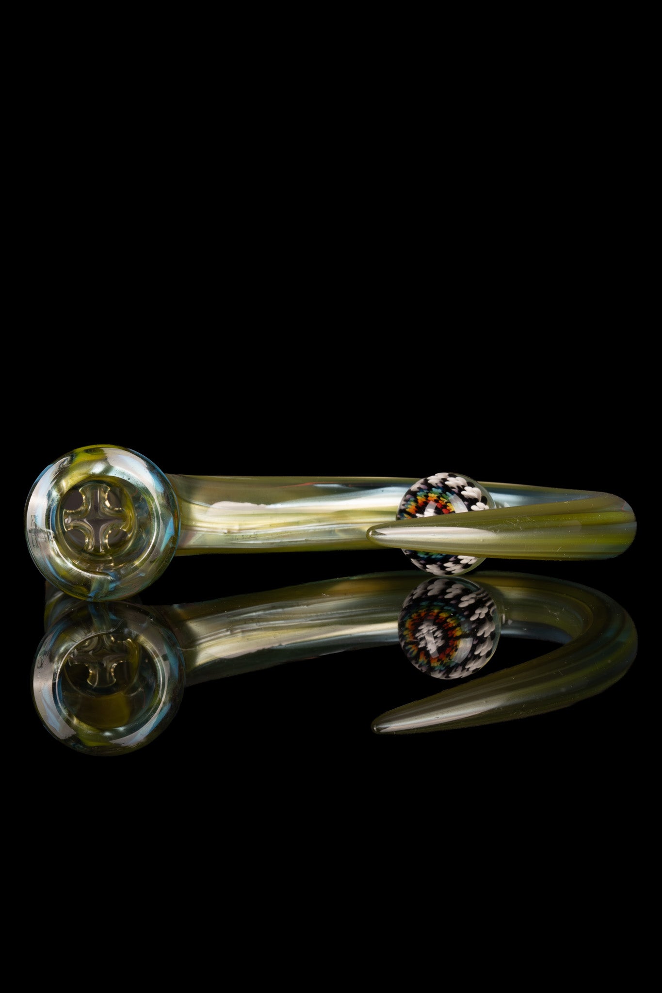 Thill Glassworks X Steve H - 18mm 4 Hole Colour Chaos Slide w/Dot Mandala Marble