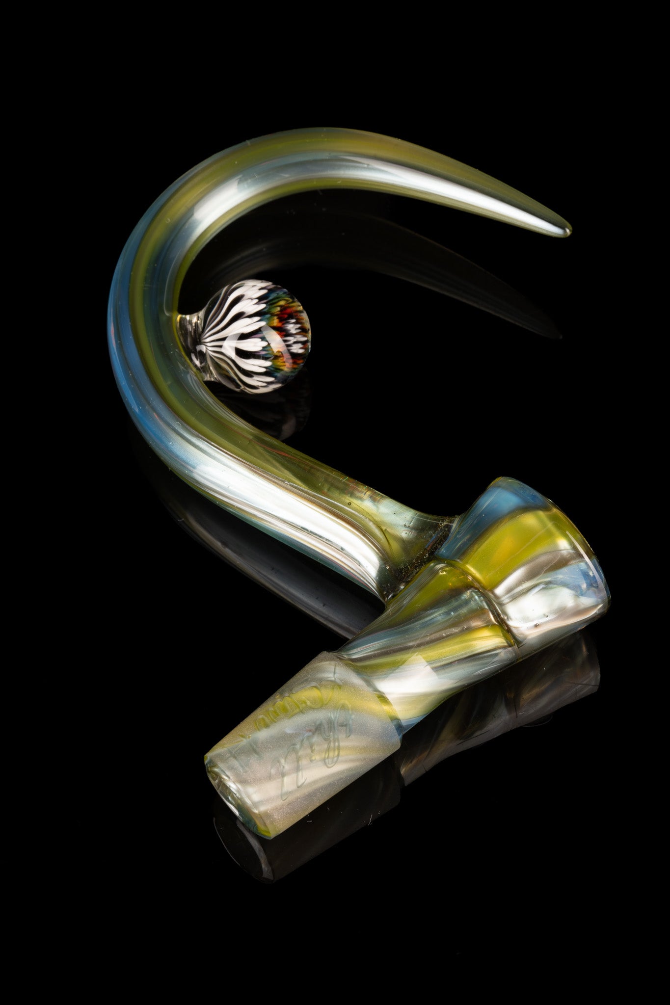 Thill Glassworks X Steve H - 18mm 4 Hole Colour Chaos Slide w/Dot Mandala Marble