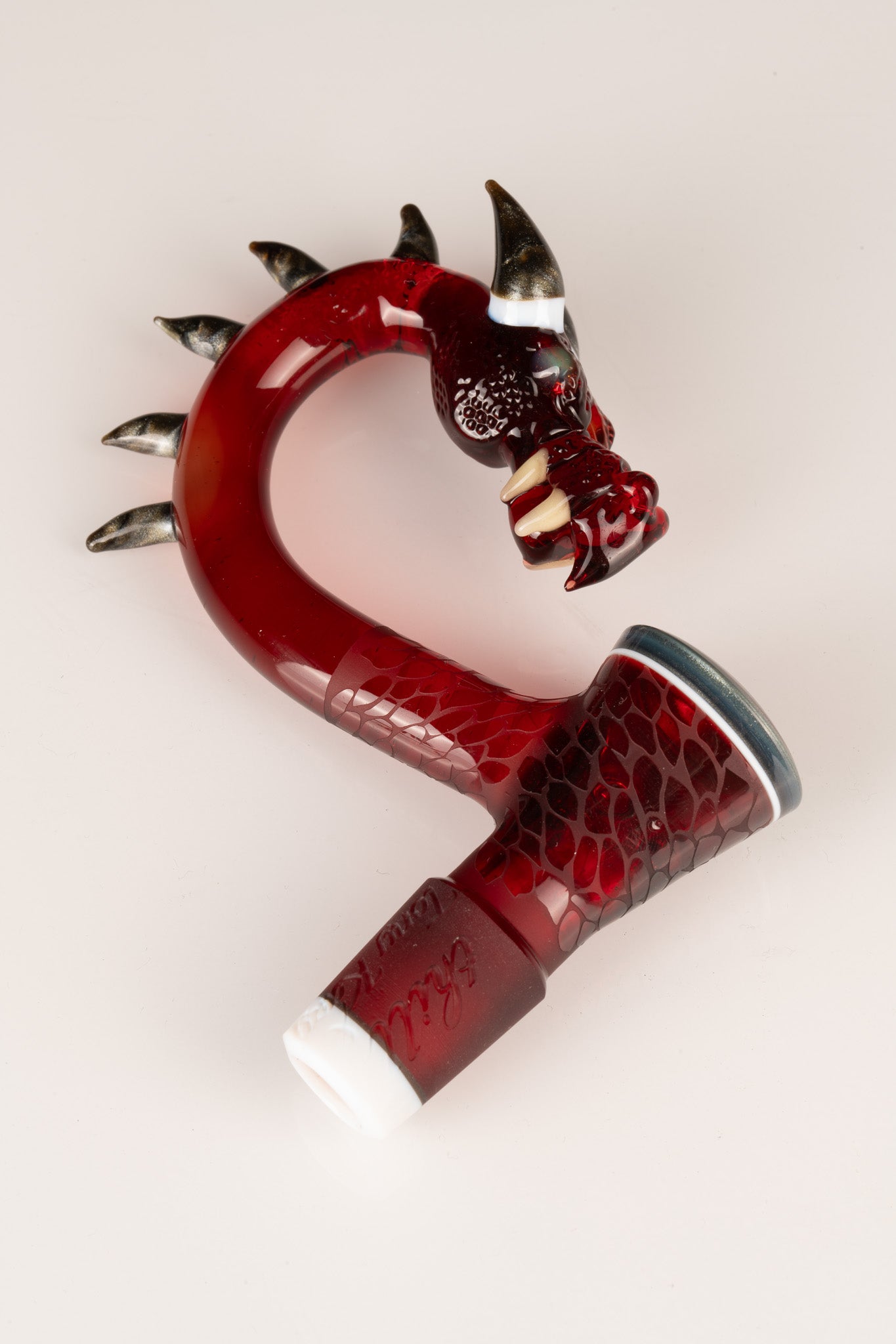 Thill Glassworks X Tony Kazy - 18mm 4 Hole Carved & Textured Dragon Head Slide