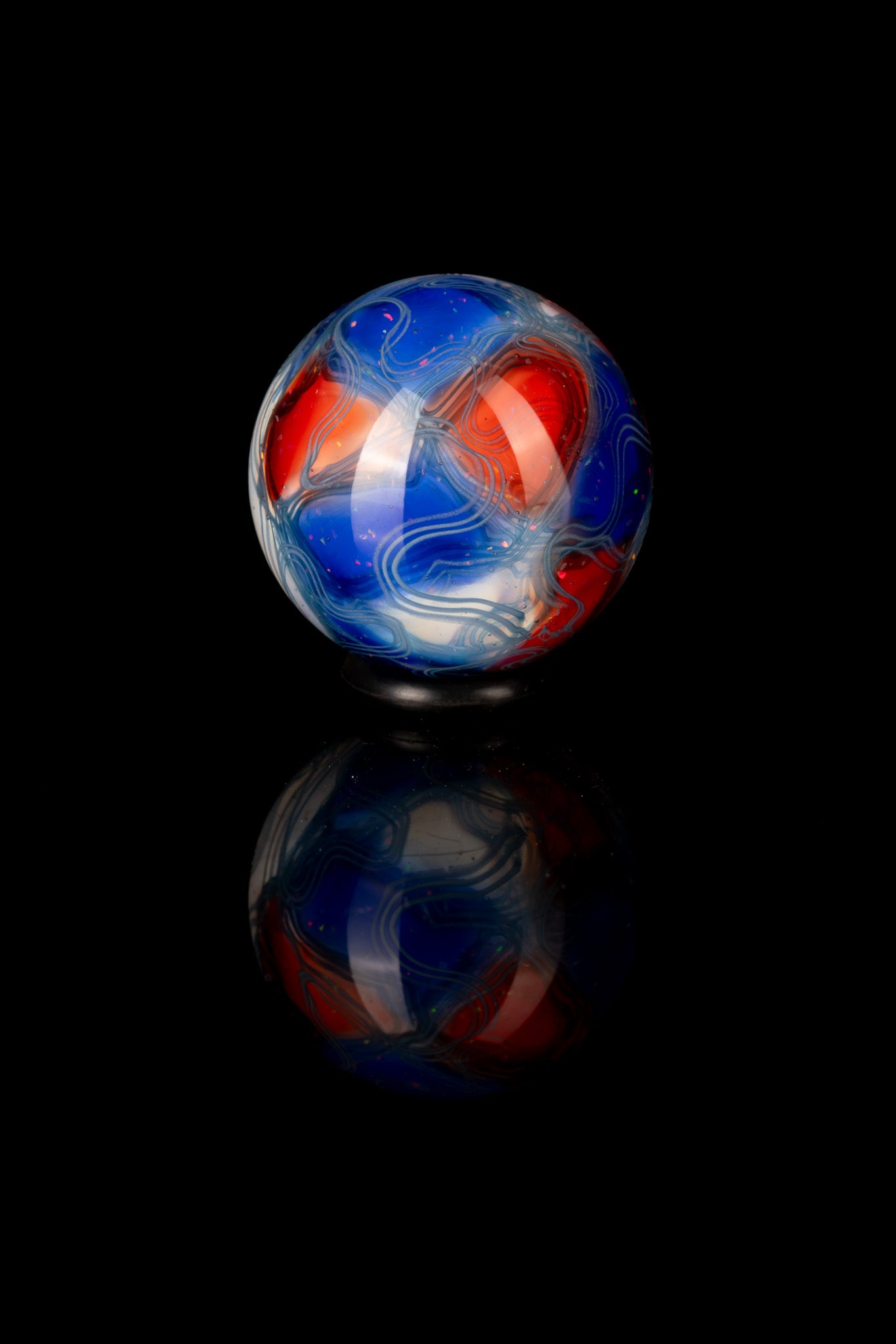 Scomo Glass - Blue/Red/White Scribble Tech Marble