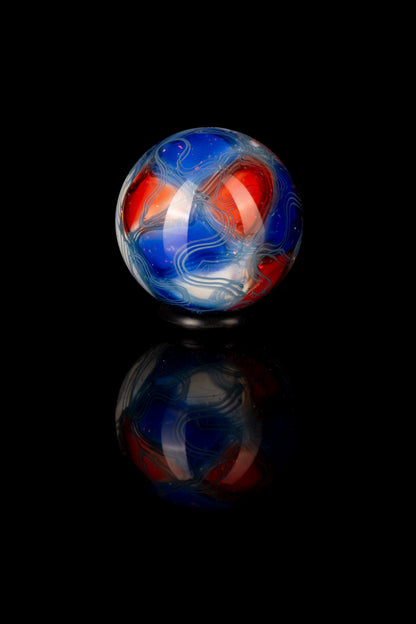 Scomo Glass - Blue/Red/White Scribble Tech Marble