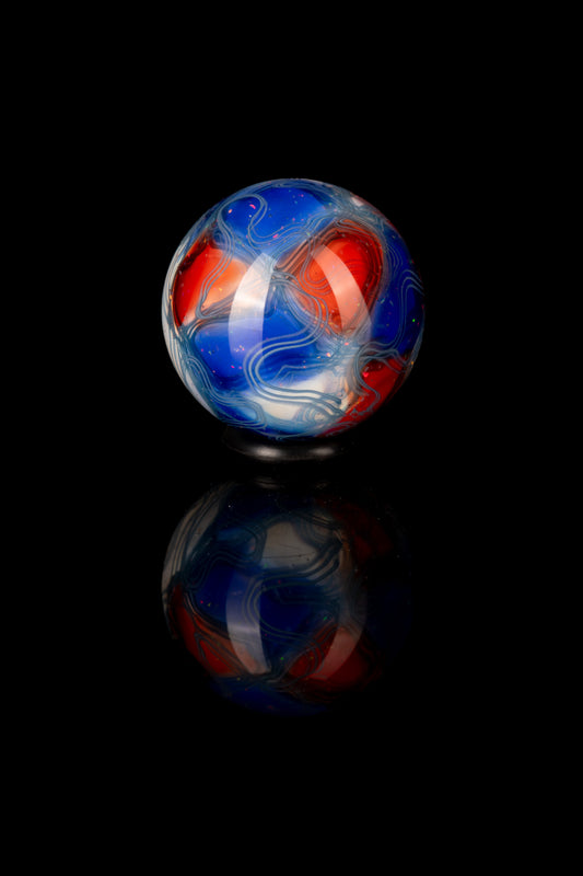 Scomo Glass - Blue/Red/White Scribble Tech Marble