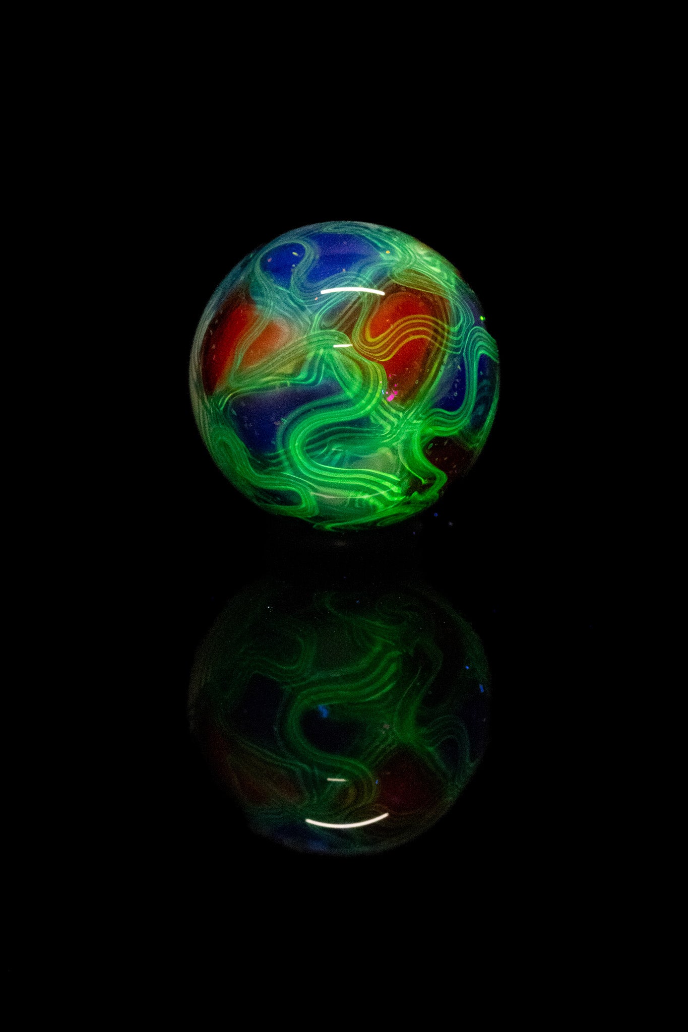 Scomo Glass - Blue/Red/White Scribble Tech Marble